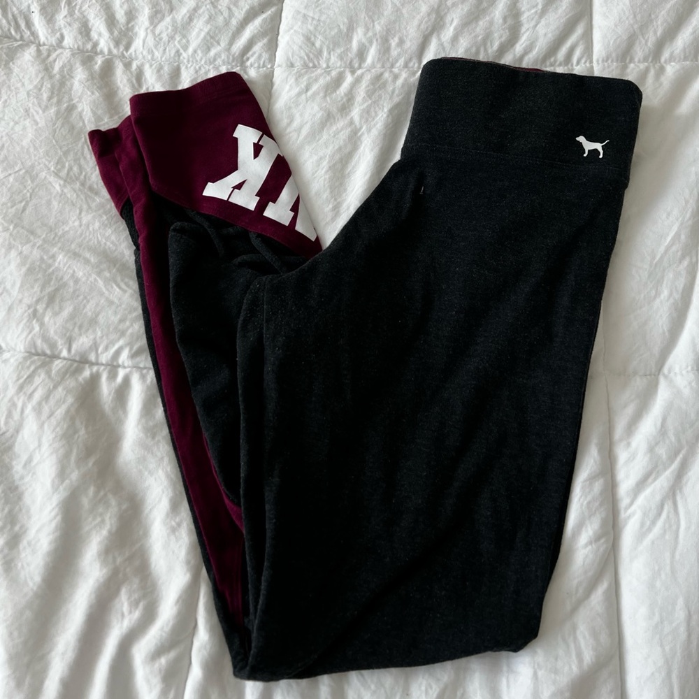 Victoria's Secret Dark Gray and Burgundy Womens Leggings